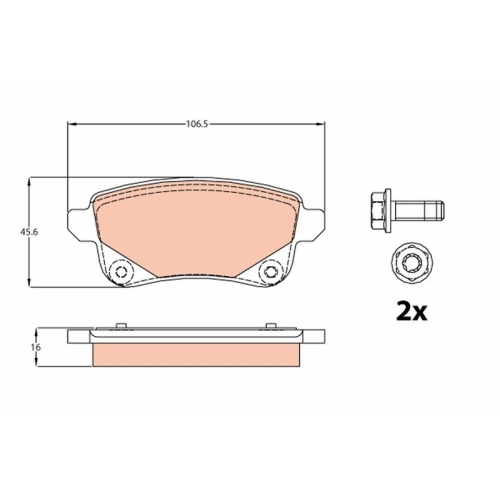 Set placute frana spate TRW, Renault Grand Scenic III, 02.2009-, Scenic III, 12.2008-, spate; puntea spate; Echipament vehicul : vehicul cu frana parcare electronica