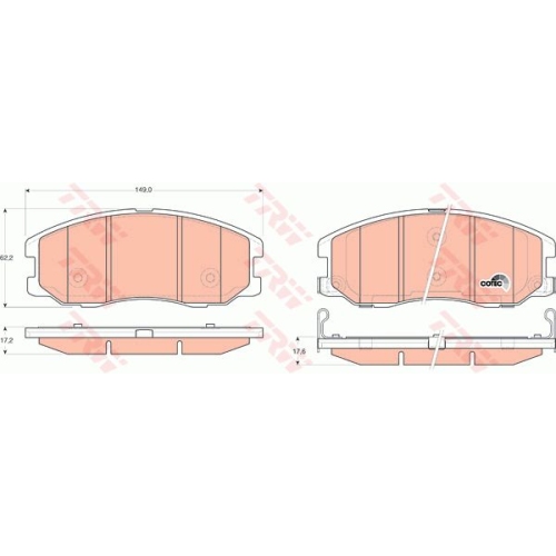 Set placute frana Trw GDB1715, parte montare : punte fata