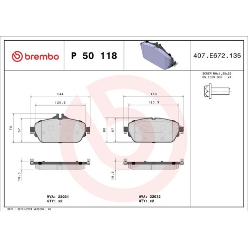 Placute frana Mercedes Clasa C (W205) 07.13-02.23, Clasa C Convertible (A205) 06.16-04.23, Clasa C Coupe (C205) 10.15-04.23, Clasa C T-Model (S205) 09.14-02.23, Clasa E (W213) 01.16-, Clasa E Convertible (A238) 06.17-, Clasa E Coupe (C238) 12.16-, Clasa E