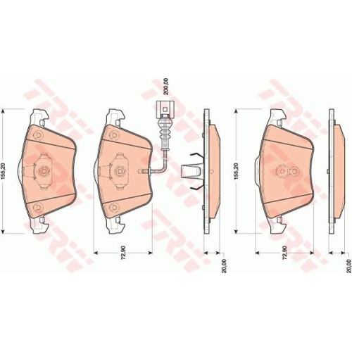 Set placute frana Trw GDB1809, parte montare : punte fata