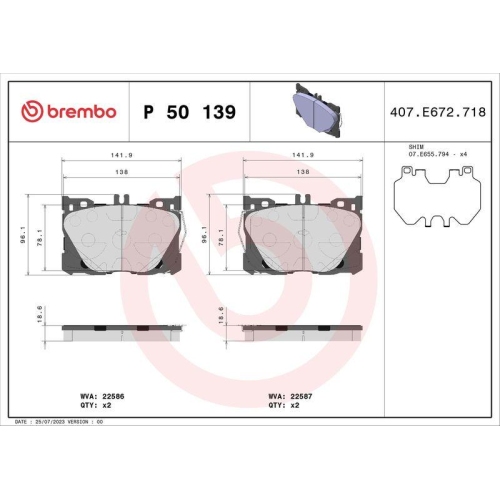 Placute frana Mercedes Clasa C (W205) 07.13-02.23, Clasa C Convertible (A205) 06.16-04.23, Clasa C Coupe (C205) 10.15-04.23, Clasa C T-Model (S205) 09.14-02.23, Cls (C257) 12.17-, Clasa E (W213) 01.16-, Clasa E All-Terrain (S213) 01.17-10.23, Clasa E Conv