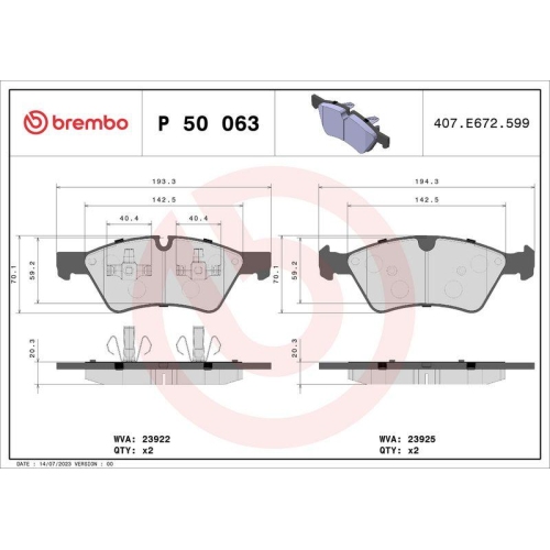 Placute frana Mercedes Clasa E (W211) 03.02-03.09, Clasa E T-Model (S211) 02.03-07.09, G-Class (W463) 09.89-12.18, Gl-Class (X164) 09.06-12.12, Clasa M (W164) 02.05-12.12, R-Class (W251 V251) 08.05-10.17, Fata, BREMBO