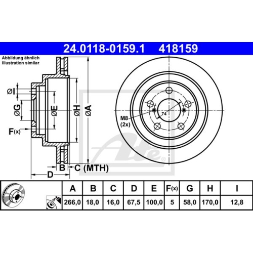 Disc frana Subaru Outback, 09.2009-, Impreza, 10.2000-12.2008, Legacy 4, 09.2003-12.2015, ATE