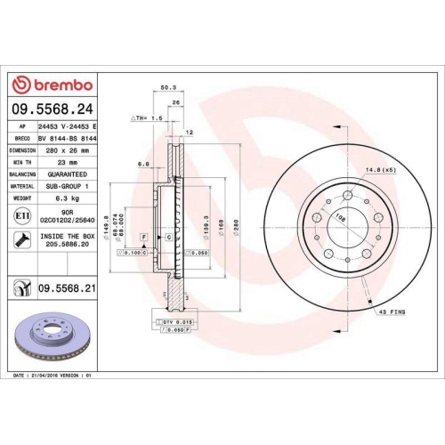 Set disc frana Volvo 850 (854) 06.91-10.97, 850 Estate (855) 04.92-10.97, 940 (944) 08.90-03.95, 940 2 (944) 08.94-12.98, 960 2 (964) 07.94-12.96, 960 2 Estate (965) 07.94-12.96, C70 I Convertible (873) 03.98-10.05, C70 I Coupe (872) 03.97-09.02, S70 (874