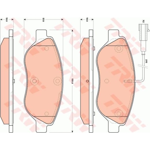 Set placute frana Trw GDB1855, parte montare : punte fata