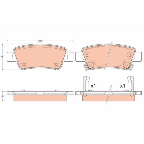 Set placute frana spate TRW, Honda Cr-V IV (Rm ), 01.12-, spate; puntea spate