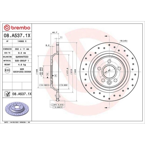 Set disc frana Volvo S60 2 (134) 04.10-12.19, S60 2 Cross Country (134) 03.15-12.18, S80 2 (124) 03.06-12.16, V60 I (155) 07.10-12.18, V60 I Box / Estate (155) 09.13-12.15, V60 I Cross Country (157) 09.10-12.18, V70 3 (135) 04.07-04.16, V70 3 Box / Estate
