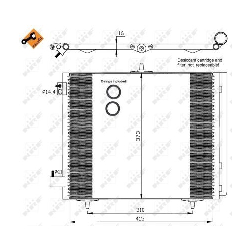 Condensator climatizare, Radiator clima Citroen C2 (Jm), C3 1 (Fc), C3 Ii, C3 Pluriel (Hb), C4 Cactus, Ds3; Ds Ds 3, Ds 3 Cabriolet; Peugeot 1007 (Km), 2008, 207 (Wa, Wc), 208 Nrf 35405