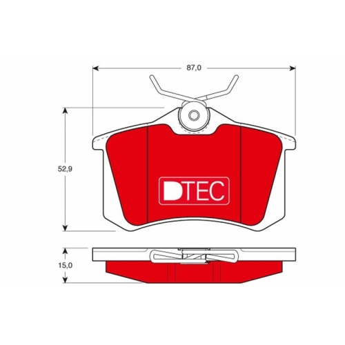 Set placute frana spate TRW Audi A4 (B6/B7) 2000- A6 (C5) 1997- Citroen C2 2003- Jumpy 2007-; Peugeot 405 605; Renault Megane Scenic; Seat Cordoba (6K) Exeo Ibiza II Toledo I; VW Corrado Golf II Golf III Jetta Passat Scirocco Vento spate