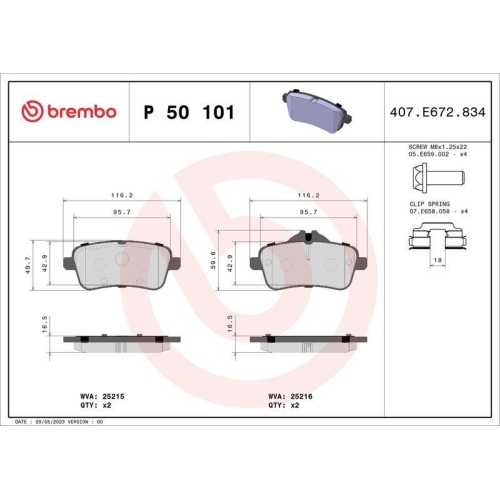 Placute frana Mercedes Gl-Class (X166) 07.12-12.15, Gle (W166) 04.15-10.18, Gle Coupe (C292) 03.15-10.19, Gls (X166) 11.15-04.19, Clasa M (W166) 06.11-12.15, Spate, BREMBO