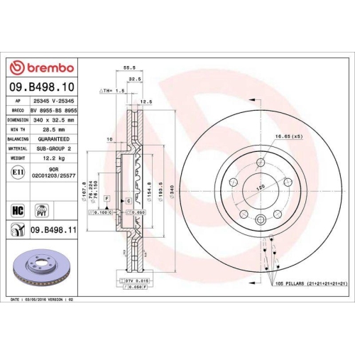 Set disc frana Vw California T5 Camper (7ec 7ef 7eg 7hf) 04.03-08.15, California T6 Camper (Sgc Sgg Shc) 04.15-, Multivan T5 (7hm 7hn 7hf 7ef 7em 7en) 04.03-08.15, Multivan T6 (Sgf Sgm Sgn Shm Shn) 04.15-, Transporter T5 Box (7ha 7hh 7ea 7eh) 04.03-, Tran