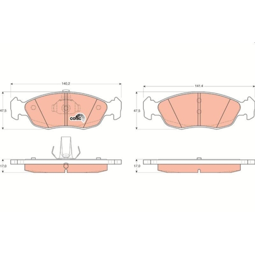 Placute frana Citroen Saxo (S0), Xsara (N1), Xsara Break (N2), Peugeot 106 1 (1a), 206 2 (20a/C), 306 (7b), punte fata, TRW