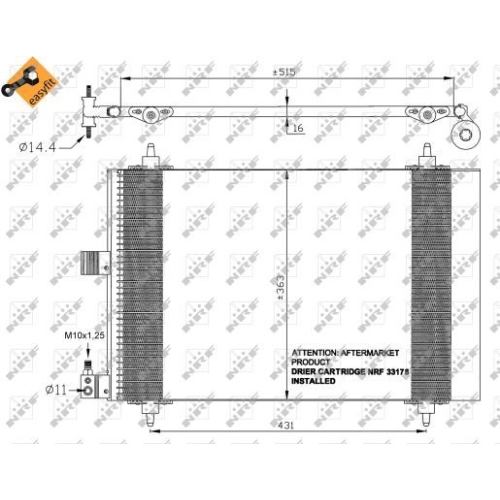 Condensator climatizare, Radiator clima Citroen Xsara (N1/ N2); Peugeot 406 (8b), 607 (9d, 9u) Nrf 35437