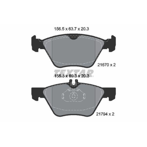 Placute frana Chrysler Crossfire Roadster 05.04-12.08, Crossfire 07.03-12.08; Mercedes Clk (C208) 06.97-12.03, Clk Convertible (A208) 03.98-03.02, Clasa E (W210) 06.95-08.03 , Clasa S (W220) 09.98-08.05, Slk (R170) 04.96-04.04, Fata, TEXTAR