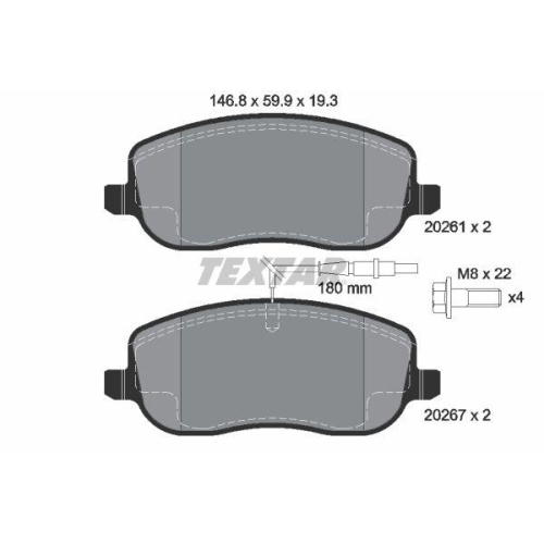 Placute frana Citroen C8 (Ea Eb) 06.02-, C8 Van (Ea Eb) 06.02-, Jumpy I (U6u) 06.94-12.06 ; Fiat Scudo Box (220) 02.96-12.06 , Ulysse (179) 08.02-06.11; Lancia Phedra (179) 09.02-11.10; Peugeot 807 (Eb) 06.02-, Expert (224 223) 10.95-12.06, Fata, TEXTAR