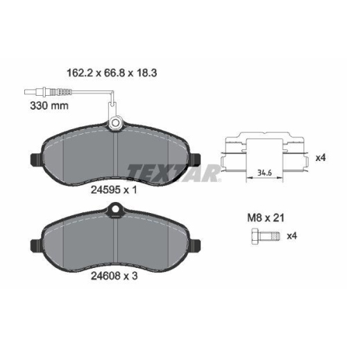 Placute frana Citroen Jumpy 2 (Vf7) 01.07-03.16-; Fiat Scudo Box (270 272) 01.07-03.16; Peugeot Expert 01.07-; Toyota Proace Box (Mdx) 06.13-03.16, Fata, TEXTAR