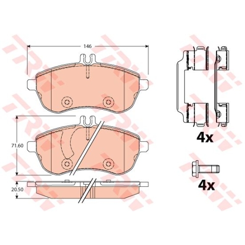 Set placute frana Trw GDB2056, parte montare : punte fata