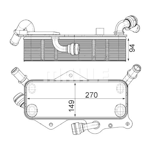 Radiator ulei motor, Termoflot Audi A6 2010-, A7 2010-, 212x80x57mm, MAHLE 13E1L81X