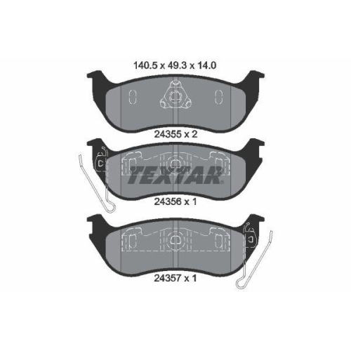 Placute frana Jeep Cherokee (Kj) 03.01-01.08, Wrangler 2 (Tj) 08.96-12.08, Spate, TEXTAR
