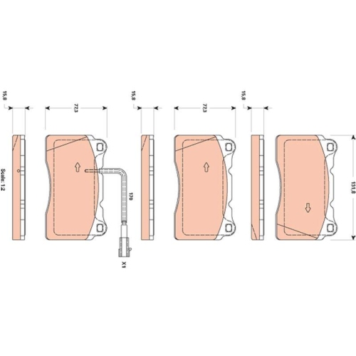 Placute frana Lancia Delta 3 (844 ); Maserati Ghibli 3 (M157), 1.8 (844.AXH12), 3.0, punte fata, cu senzor uzura, TRW