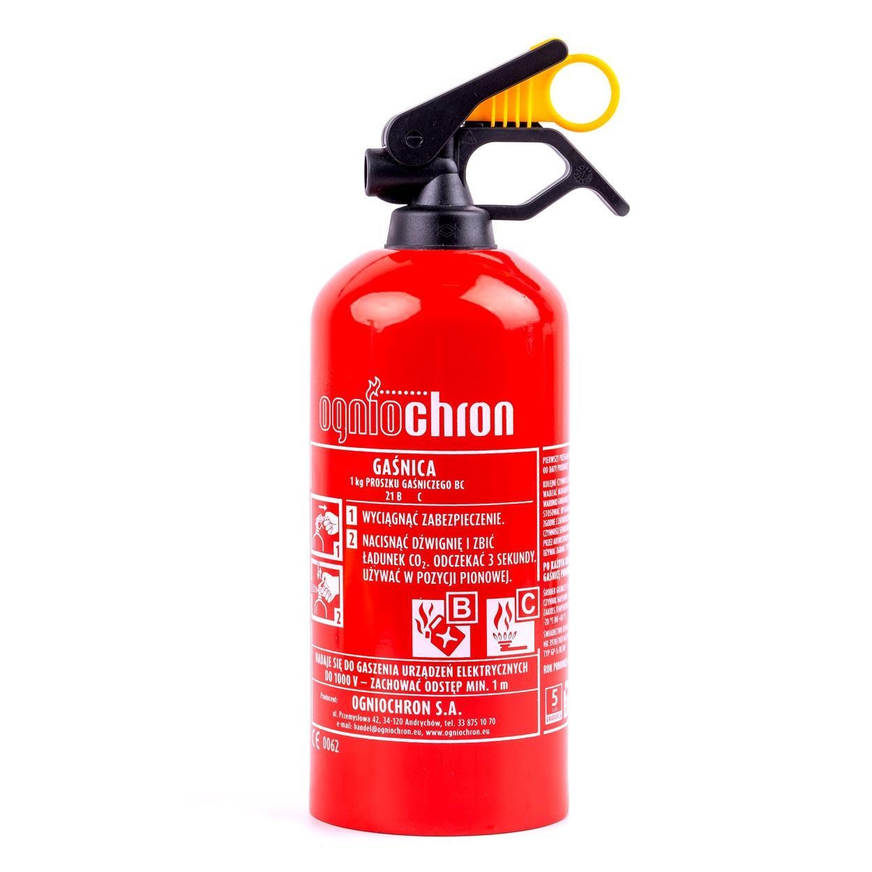 Extinctor auto 1Kg fara ceas , Stingator omologat EU ( ISO 9001 , PED 2014/68/UE ) , tip GP-1B C