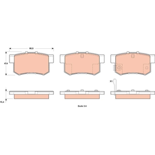 Placute frana Fiat Sedici (189 ), 1.6 16V, 1.6 16v 4x4, 1.9 D Multijet, 1.9 D Multijet 4x4, 2.0 D Multijet, 2.0 D Multijet 4x4, punte spate, cu indicator uzura acustic, TRW