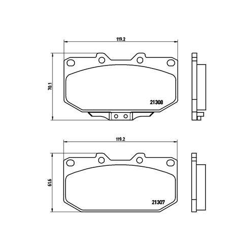 Placute frana Nissan 300zx (Z32) 09.89-12.00; Subaru Impreza Estate (Gg) 10.00-12.08, Impreza Saloon (Gc) 08.92-09.01, Impreza Saloon (Gd) 09.99-06.09, Impreza Saloon (Ge Gv) 01.07-; Toyota Yaris ( P13) 12.10-06.20, Fata, BREMBO