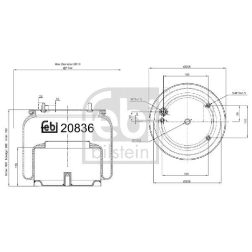 FEBI BILSTEIN Burduf, suspensie pneumatica