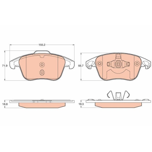 Placute frana Citroen C4 Coupe (La), C4 1 (Lc), Opel Corsa F (P2jo), Peugeot 207 (Wa), 208 (Ca), 3008 (0u), 307 (3a/C), 308 1 (4a), RCZ, punte fata, TRW
