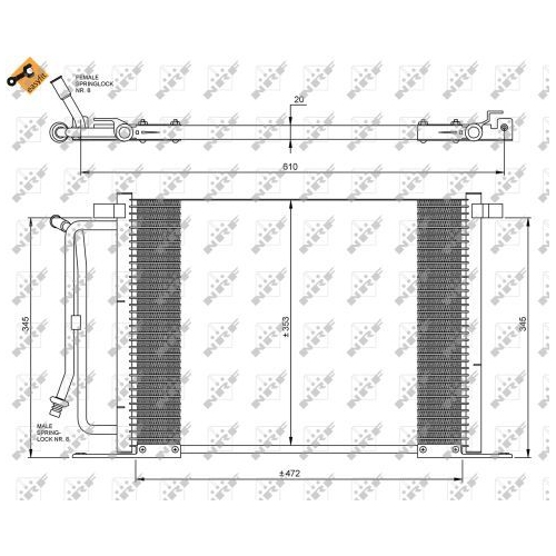 Condensator climatizare, Radiator clima Ford Fiesta 4 (Ja, Jb), Puma (Ec); Mazda 121 3 (Jasm, Jbsm) Nrf 35250