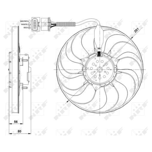 Ventilator radiator GMV Audi A3 (8l1), Tt (8n3); Seat Leon (1m1); Vw Bora (1j2), Golf 4 (1j1) Nrf 47392