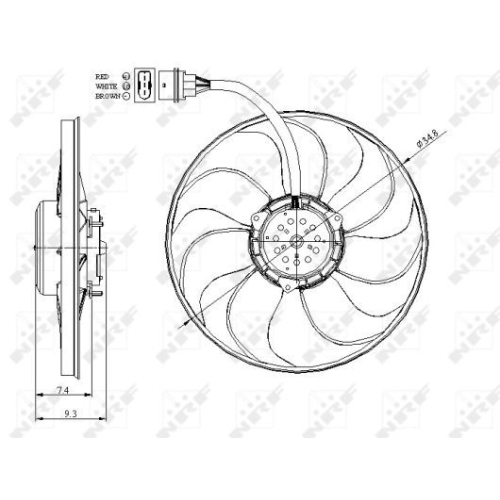 Ventilator radiator GMV Audi A3 (8l1), Tt (8n3); Seat Leon (1m1); Vw Bora (1j2), Golf 4 (1j1) Nrf 47393