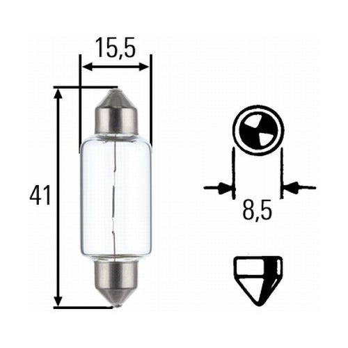 Bec sofit C10w, (10w), 24V HELLA 8GM002091251, 1 buc.