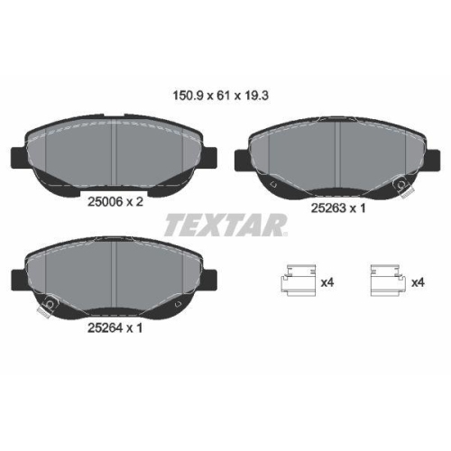 Placute frana Toyota Avensis Estate ( T27) 11.08-10.18, Avensis Sedan ( T27) 11.08-10.18, Verso ( R2) 04.09-08.18, Verso Van ( R2) 04.09-08.18, Fata, TEXTAR