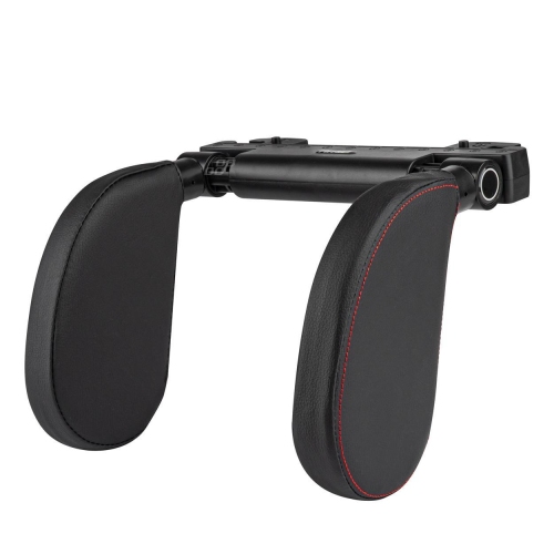 Tetiera ergonomica auto pentru cap si gat, piele ecologica neagra, fixare tetiera, suport lateral pentru cap, AMiO