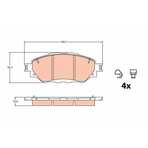 Placute frana Toyota Hilux 8 Pick-Up ( N1 ), 2.4 D (GUN112_, GUN122_, GUN135_, GUN120_), 2.4 D (GUN135), punte fata, nu este pregatit pentru senzor uzura; TRW