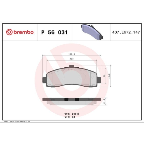 Placute frana Nissan Micra 2 (K11) 01.92-12.07, Fata, BREMBO