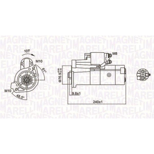 Electromotor Mitsubishi Pajero 2 (V3 W, Pajero 3 (V7 W, Pajero 4 (V8 W, Pajero 4 Van (V9 , 2.8 TD (V46W, V26W), 3.2 DI-D (V68W, V78W), 3.2 DI-D 4WD (V98W, V88W), 3.2 DI-D 4WD (V88W, V98W), MAGNETI MARELLI
