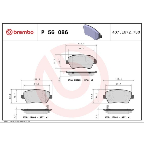 Placute frana Nissan Micra 4 (K13k K13kk) 05.10-, Micra 4 (K13kk) 07.09-, Micra 5 (K14) 12.16-, Note (E12) 09.12-, Fata, BREMBO