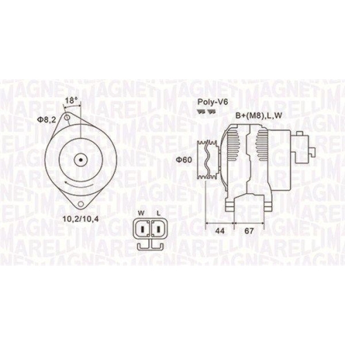 Alternator Opel: Astra G (F70), Combo, Corsa C (X01), Meriva A (X03), 1.7 DTI 16V, 1.7 CDTI, MAGNETI MARELLI