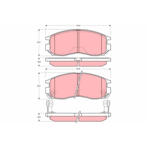 Placute frana Mitsubishi Colt 4 (Ca A), Eclipse 1 (D2 A), Eclipse 2 (D3 A), Galant 7 (E5 A), Galant 8 (Ea), Lancer 4 Liftback (C6 A), Proton Persona 300 (C9 M), Persona 400 (C9 S), punte fata, TRW