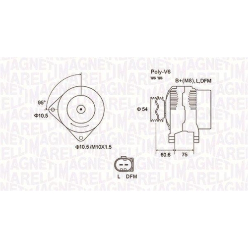 Alternator Bmw 3 (E46), 3 Compact (E46), 3 Touring (E46), X5 (E53); Land Rover Freelander 1 (L314), Freelander 1 Soft Top (L314), 320 d, 330 D, 320 td, 3.0 D, 2.0 Td4 4x4, fulie 54mm, MAGNETI MARELLI