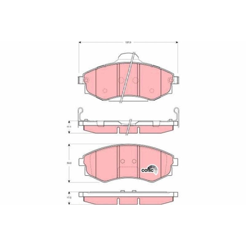 Placute frana Hyundai Coupe 1 (Rd), Elantra 3 (Xd), Elantra 3 Sedan (Xd), Lantra 2 (J-2), Lantra 2 Estate (J-2), Matrix (Fc), Sonata 4 (Ef), punte fata, cu indicator uzura acustic, TRW