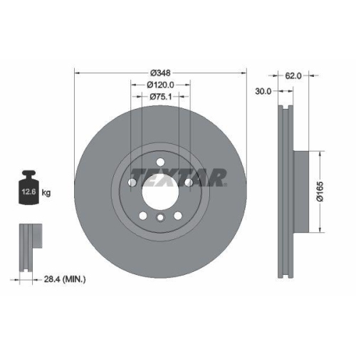 Set disc frana BMW X5 (E70) 02.06-07.13, X5 (F15 F85) 08.13-07.18, X6 (E71 E72) 06.07-12.15, X6 (F16 F86) 08.14-07.19, Fata, 348X30mm, ventilat, TEXTAR