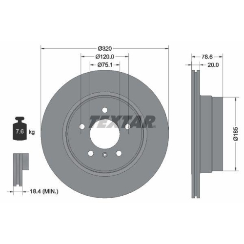 Set disc frana BMW X5 (E70) 02.06-07.13, X5 (F15 F85) 08.13-07.18, X6 (E71 E72) 06.07-12.15, X6 (F16 F86) 08.14-07.19, Spate, 320X20mm, ventilat, TEXTAR