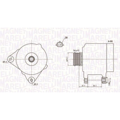 Alternator Renault: Clio 2 3, Grand Scenic 3 (Jz0/1), Kangoo 2 (Kw0/1), Laguna Coupe (Dt0/1), Megane 3 (Dz0/1), Modus (F/Jp0), Scenic 3 (Jz0/1), Twingo 2 (Cn0), 1.5 dCi, 1.4 16V, 1.6 16V, 1.5 dCi 110, 1.5 dCi 90., MAGNETI MARELLI