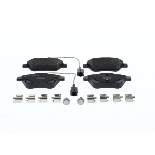 Set placute frana fata BOSCH, Fiat 500 (312), 07.2007-, 500 C (312), 2009-, Bravo (198), 2006-, Linea, 10.2006-, Punto (199), 2012-, Fata; puntea fata