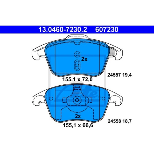 Placute frana Citroen C4 Grand Picasso 1 (Ua ), 10.2006-, Ds4, 04.2011-07.2015, Ds5, 11.2011-07.2015, Peugeot 3008, 06.2009-12.2016, 5008, 06.2009-, ATE