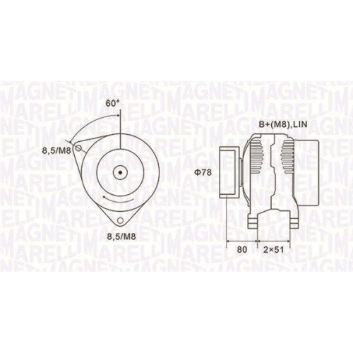 Alternator Ford Galaxy 2 (Wa6), Mondeo 4 (Ba7), Mondeo 4 Saloon (Ba7), Mondeo 4 Turnier (Ba7), S-Max (Wa6), 1.8 TDCi, MAGNETI MARELLI
