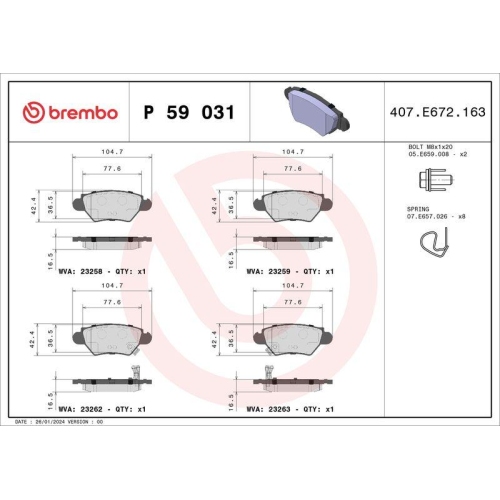 Placute frana Opel Astra G Box / Estate (F70) 09.98-04.05, Astra G Classic Caravan (F35) 03.04-07.09, Astra G Convertible (T98) 03.01-10.05, Astra G Coupe (T98) 03.00-06.06, Astra G Estate (T98) 02.98-07.05, Astra G Liftback (T98) 02.98-12.09, Astra G Sal